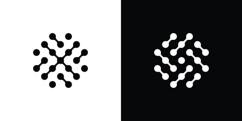 interconnected circle design logo makes technology and modern logo