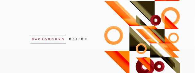 Colorful triangles and circles abstract background. Design for wallpaper, banner, background, landing page, wall art, invitation, prints, posters