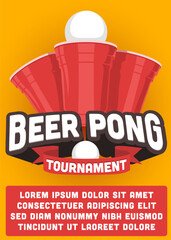 beer pong tournament poster template vector illustration