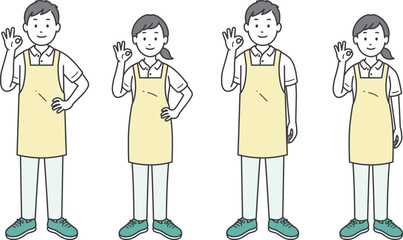 OKポーズをする介護士男女