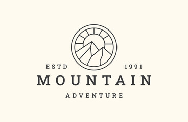 Mountain logo vector icon illustration hipster vintage retro