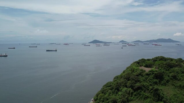 Aerial views from over Fleminco and Perico Island just outside of Panama City, Panama