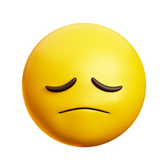 Fototapeta premium Sad, hopeless emoji, 3d style emoticon
