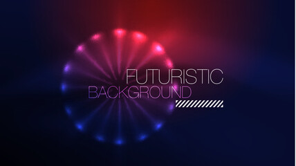 Circles with bright neon shiny light effects, abstract background wallpaper design