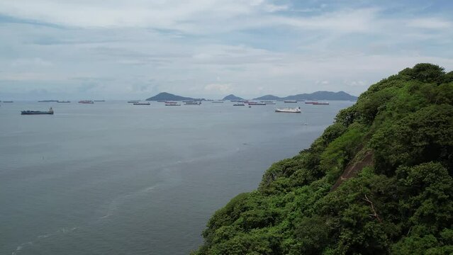 Aerial views from over Fleminco and Perico Island just outside of Panama City, Panama
