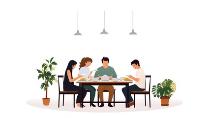 Fototapeta premium Design template of family having dinner