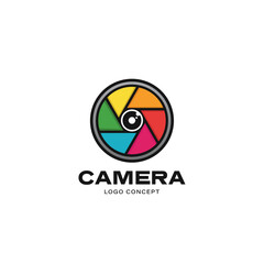 Colorful Photography camera lens Logo Design Symbol Template Flat Style Vector Illustration