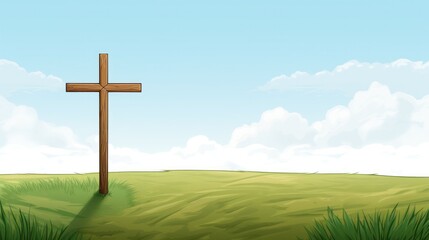 Design template of cross on a green field