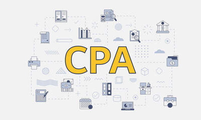 cpa certified public accountant concept with icon set with big word or text on center