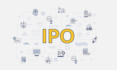 Fototapeta na wymiar ipo initial public offering concept with icon set with big word or text on center