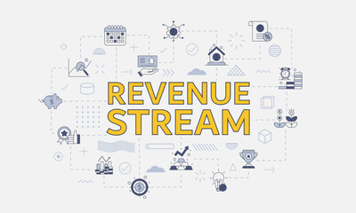 revenue streams concept with icon set with big word or text on center - obrazy, fototapety, plakaty