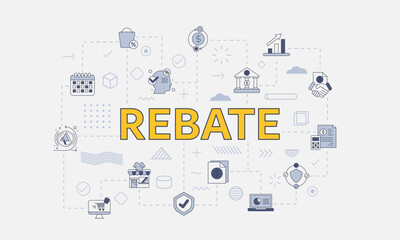 rebate concept with icon set with big word or text on center