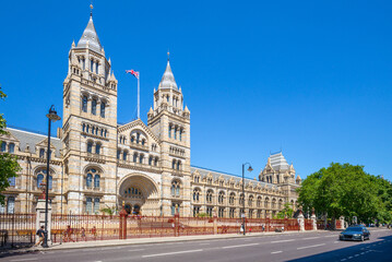 Facade view of Natural History Museum in London