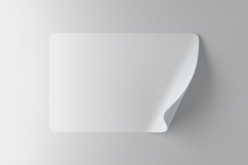 Rectangular white sticker with rounded edges