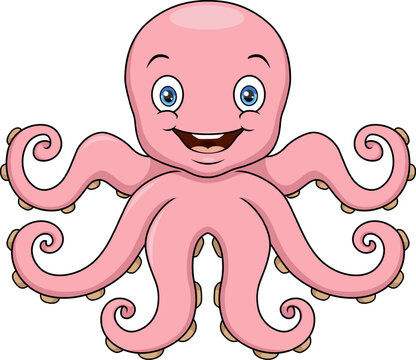 Cute octopus on white background