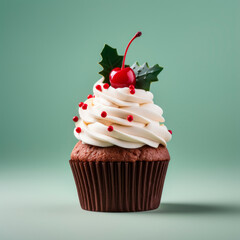 Christmas cupcake. Dessert for Christmas. New Year's dessert. Birthday cupcake. 