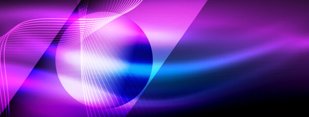 Glowing neon wave abstract background - vibrant, luminescent waves pulsate in a captivating and electrifying display