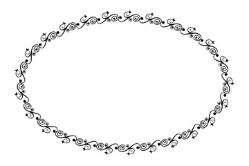 simple seamless vector oval hand draw sketch floral border
