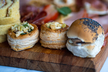 Close-up of a catering service at a reception.