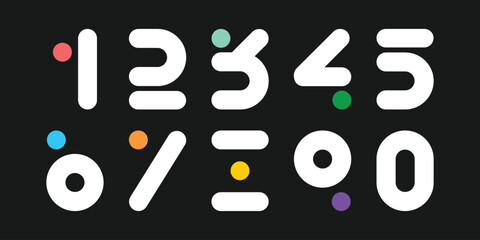 Number set vector font alphabet, modern dynamic flat design with brilliant colorful for your unique elements design.
