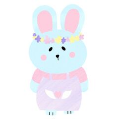cute bunny cartoon with flower tiara