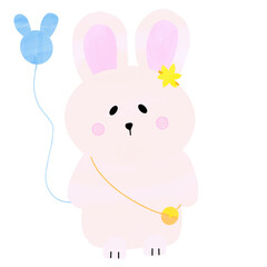 Obraz na płótnie Canvas cute bunny cartoon with balloon