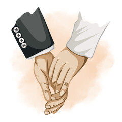 happy wedding. illustration of couple hands holding each other full of love