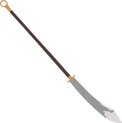 Gold hanging lance, matte brown handle, silver crown