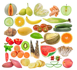 set of fruit vegetable on transparent PNG