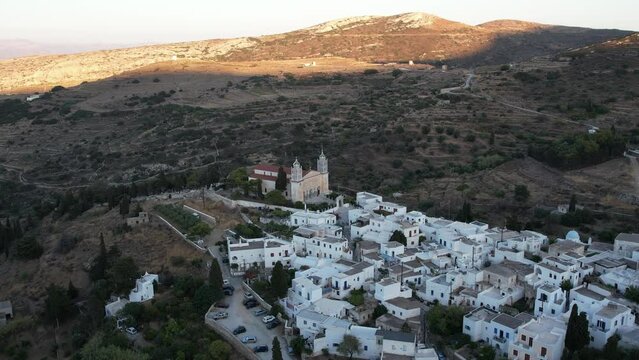 Aerial views from of the town of Lefkes, on the Greek island of Paros
