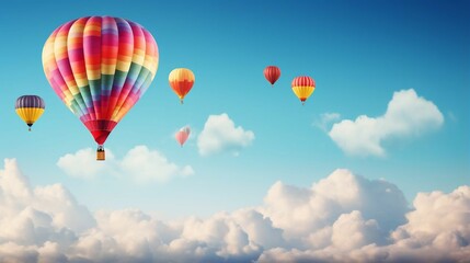 Fototapeta premium Colorful hot air balloon floating 