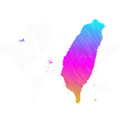 Taiwan map in colorful halftone gradients. Future geometric patterns of lines abstract on white background. Vector illustration EPS10