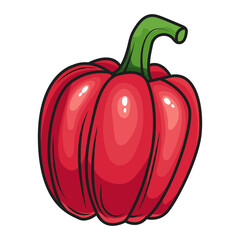 Red Pepper Vegetable Engraved Vector Illustration