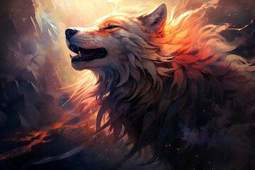 Naklejka premium wolf in the night