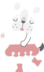 happy valentine's day with shy dog, love concept, flat png transparent element character design