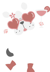 happy valentine's day with dog and drink, love concept, flat png transparent element character design