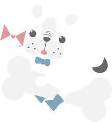 happy valentine's day with dog and love letter riding bone, love concept, flat png transparent element character design