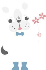 happy valentine's day with dog and flower, love concept, flat png transparent element character design