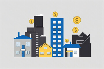 Obraz premium ai generated Illustration houses and apartment with dollar sign