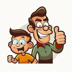 Naklejka premium ai generated Illustration happy father and son with thumb's up