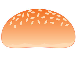 Bun with sesame on white background is insulated