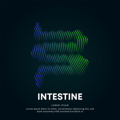 Human Intestine medical structure. Vector logo Intestines color silhouette on a dark background. Large Intestine logo vector template suitable for organization, company, or community. EPS 10