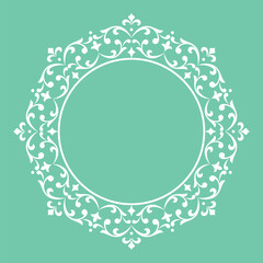 Decorative frame Elegant vector element for design in Eastern style, place for text. Floral green and white border. Lace illustration for invitations and greeting cards