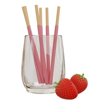 3D rendering sweet pocky strawberry