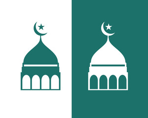 Mosque icon,pray muslim icon vector logo design illustration