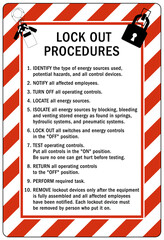 Multiple power source electrical warning sign and labels lock out procedure