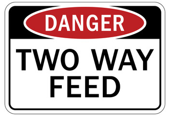 Multiple power source electrical warning sign and labels two way feed