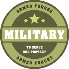 Digital png military, armed forces, serve and protect text on green logo on transparent background