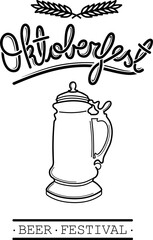 Digital png of oktoberfest, beer festival text with barley and beer stein on transparent background