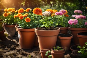 flowers in pots